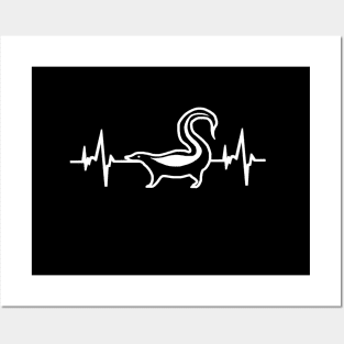 Skunk heartbeat animal ECG design lover Posters and Art